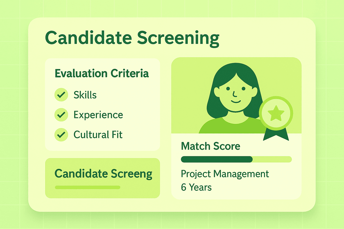 Candidate screening interface showing AI-powered candidate evaluation