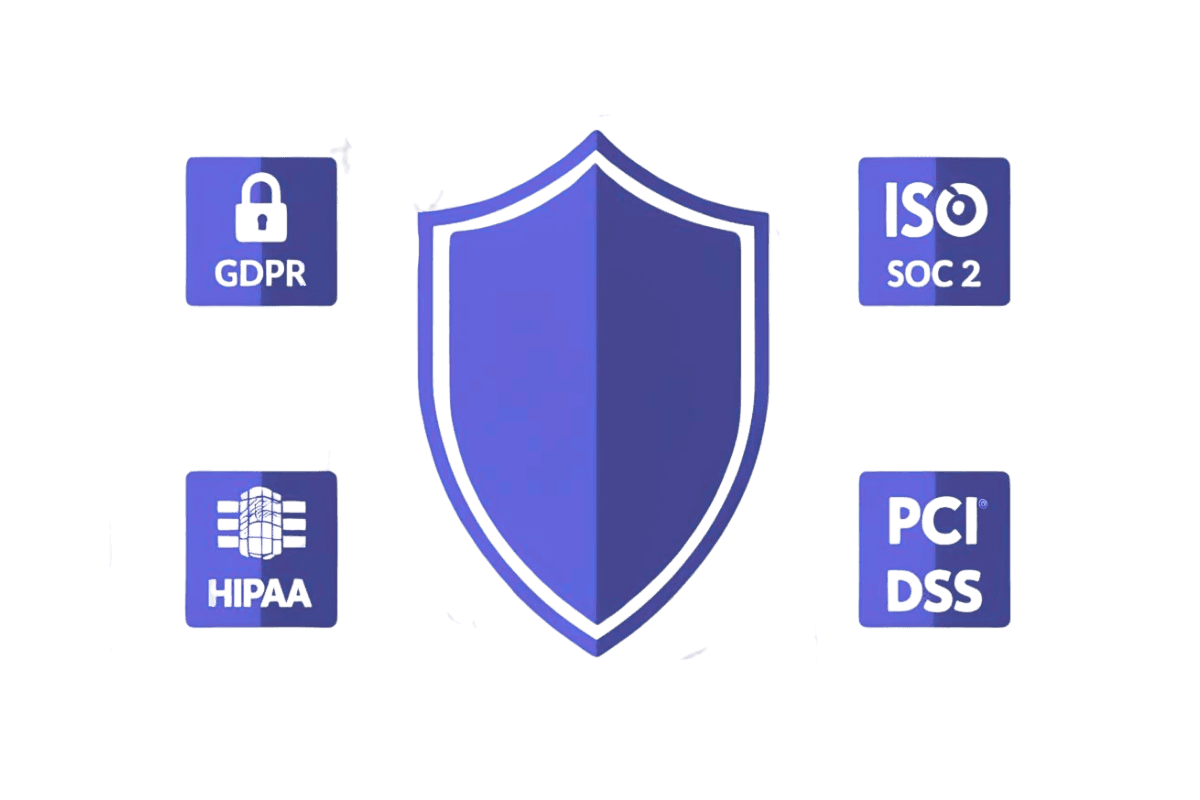 Security and analytics dashboard showing compliance features