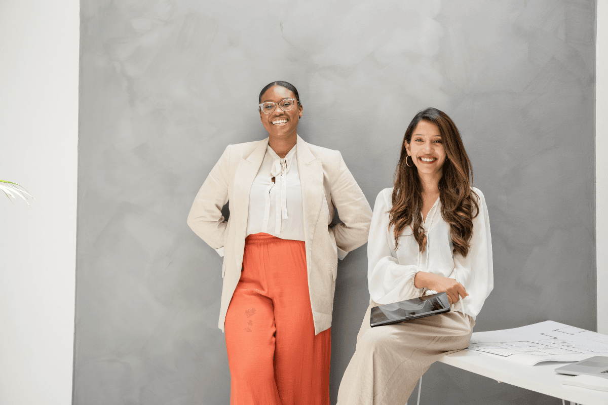 Startup team working together