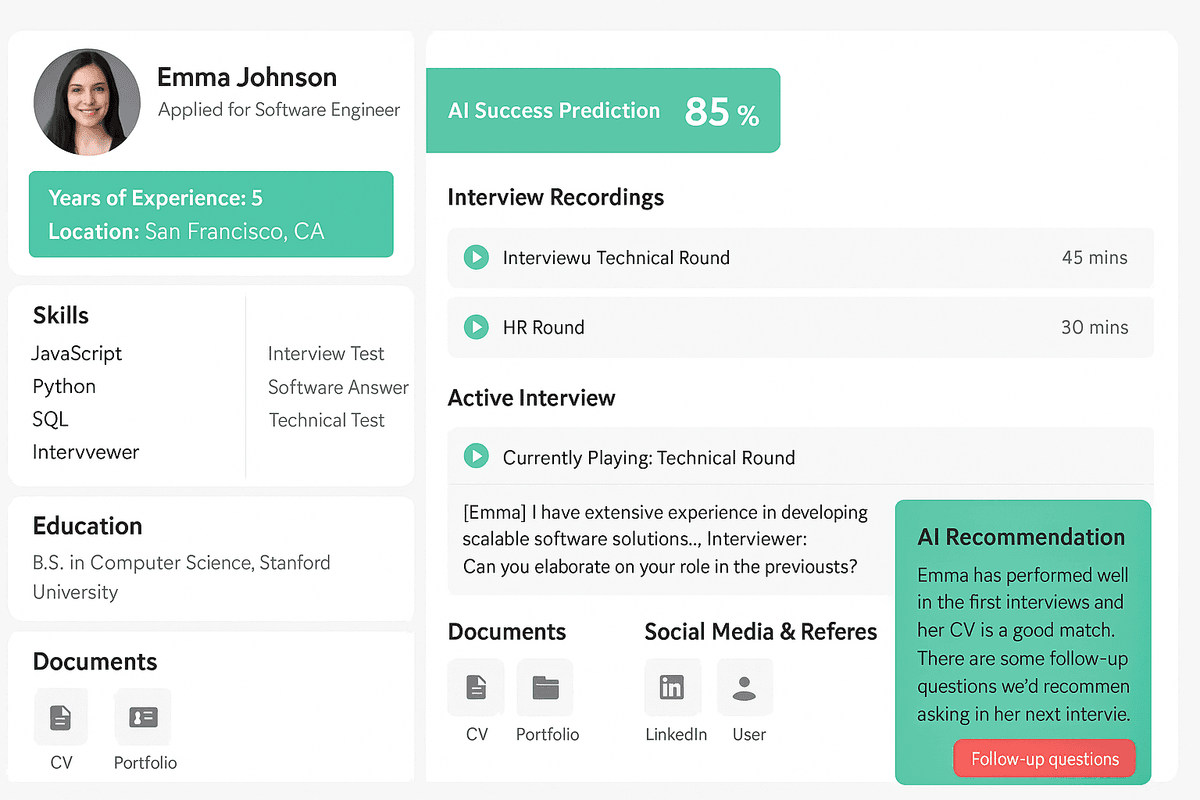Enterprise hiring platform dashboard